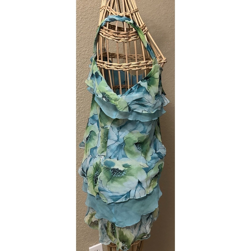 Vtg Y2K Dress Barn M Cami Top Tiered Ruffle Floral Asymmetrical Fairy Romance - Picture 7 of 12